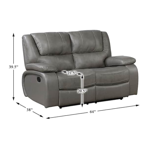 Lazzara Dimitri 64 in Top Grain Leather Manual Double Reclining 2