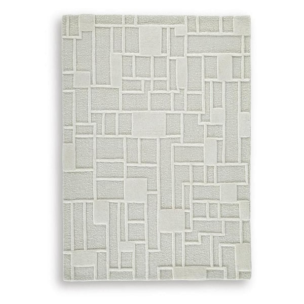 Risa 5 ft.x 7 ft. Ivory Geometric Design Washable Area Rug Runner Rug