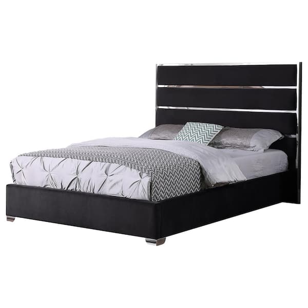Best Master Furniture Jeanine Black Velvet King Platform Bed