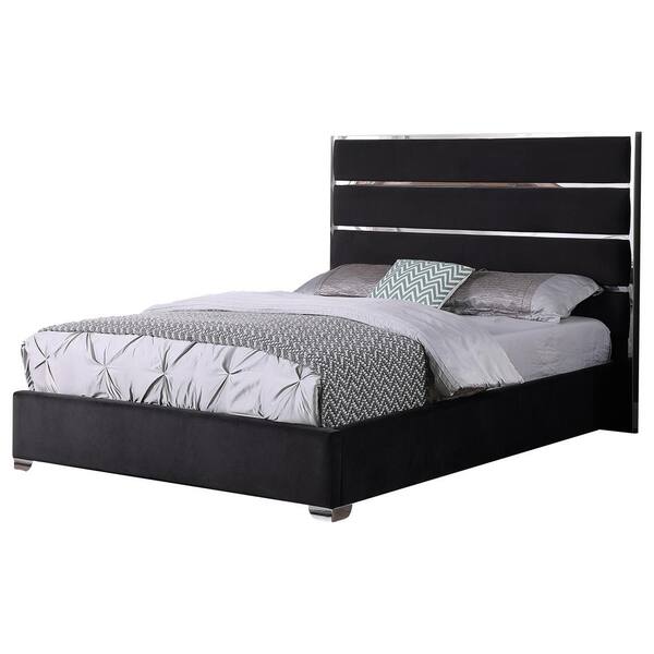 Best Master Furniture Jeanine Black Velvet Queen Platform Bed