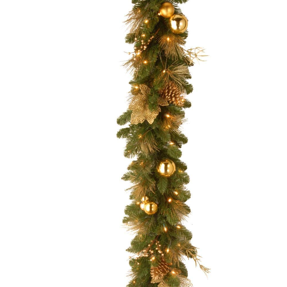 National Tree 6 ft Decorative Collection Elegance Garland with Battery Operated Warm White LED Lights