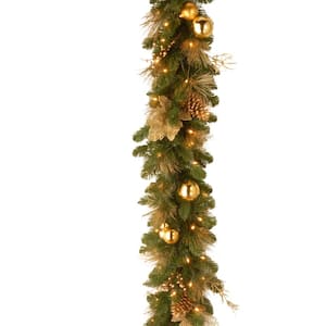 Decorative Collection 6 ft. Elegance Garland with Battery Operated Warm White LED Lights