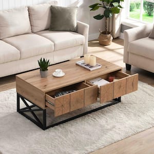 43.31 in. Luxury Coffee Table with 2-Drawers, Industrial Coffee Table for Living Room, Bedroom and Office