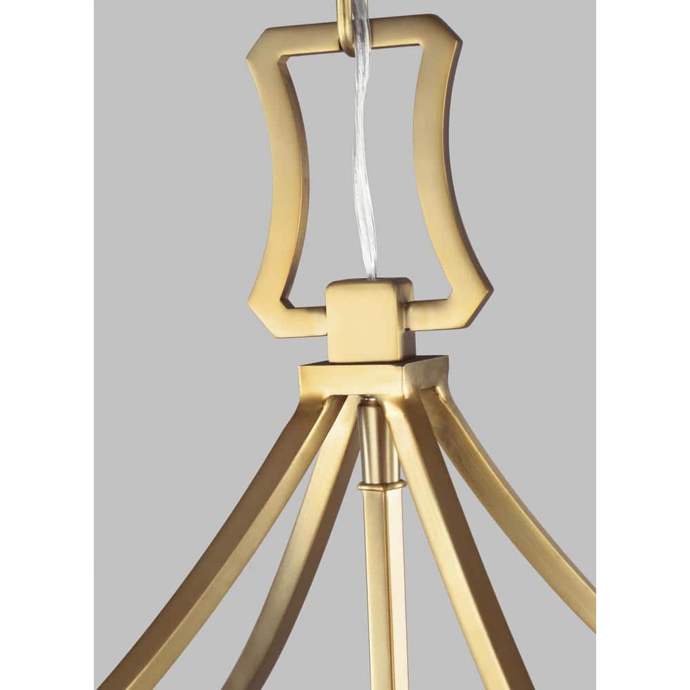 Burnished Brass 4-Light Geometric Lantern Chandelier