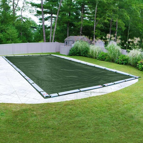 Pool Mate Advanced Waterproof Extra-Strength 20 ft. x 45 ft. Rectangular Forest Green Winter Pool Cover