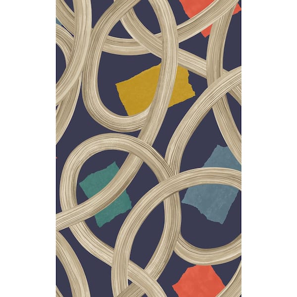 Blue Calix Indigo Twisted Geo Wallpaper Sample