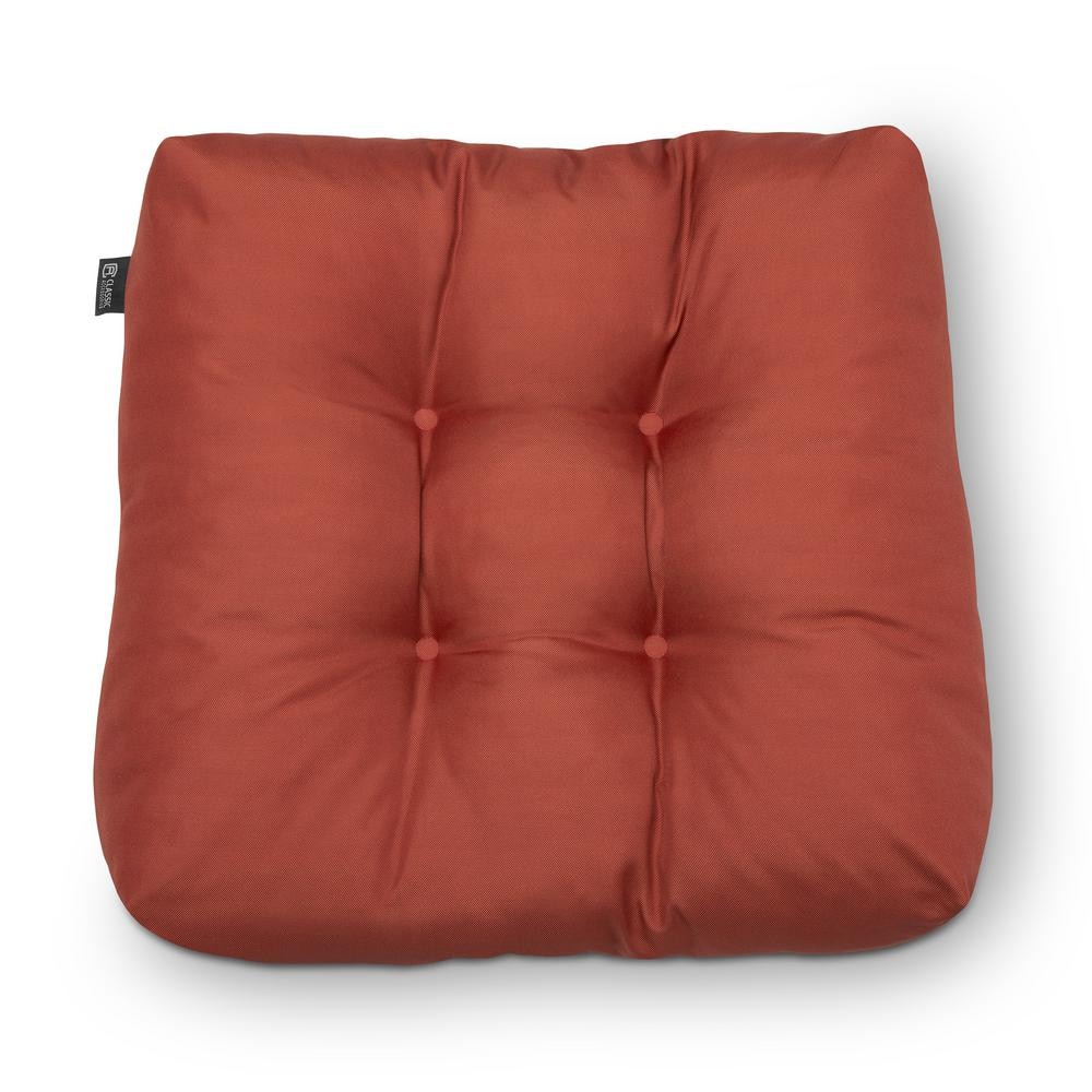 Brick Red Polyester Square Patio Seat Cushion, 19 x 19 x 5 inch