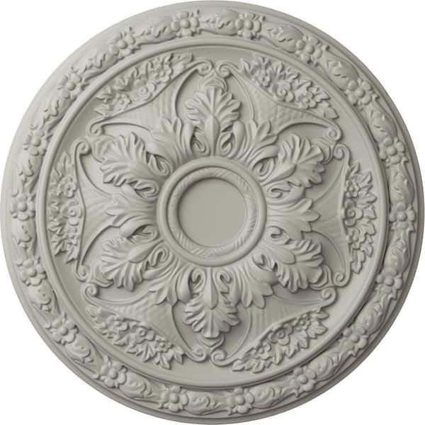 Ekena Millwork 20 in. x 1-5/8 in. Baile Urethane Ceiling Medallion (Fits Canopies upto 3-1/4 in.), Pot of Cream