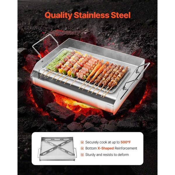 SKYSHALO Stainless Steel Griddle (Gas Grill) 17 x 13 in. Universal