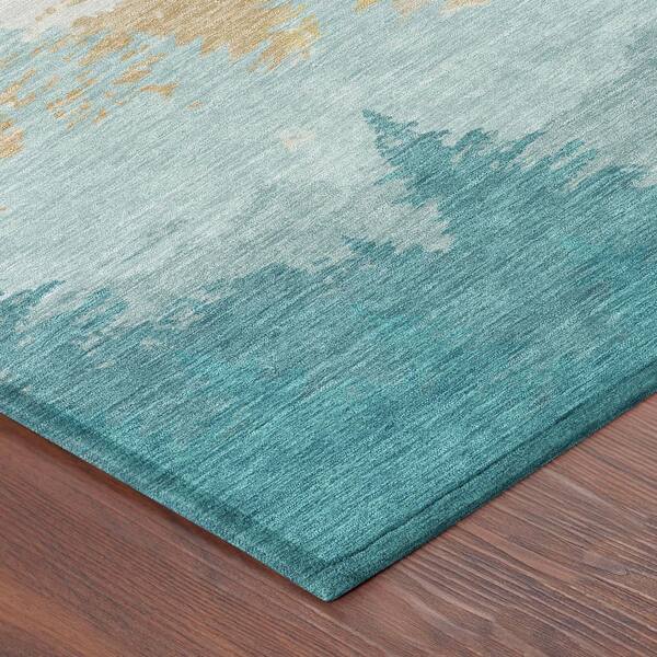 Chantille Machine Washable Indoor/Outdoor Abstract ACN2861 Teal 10 ft. x 14 ft. Area Rug