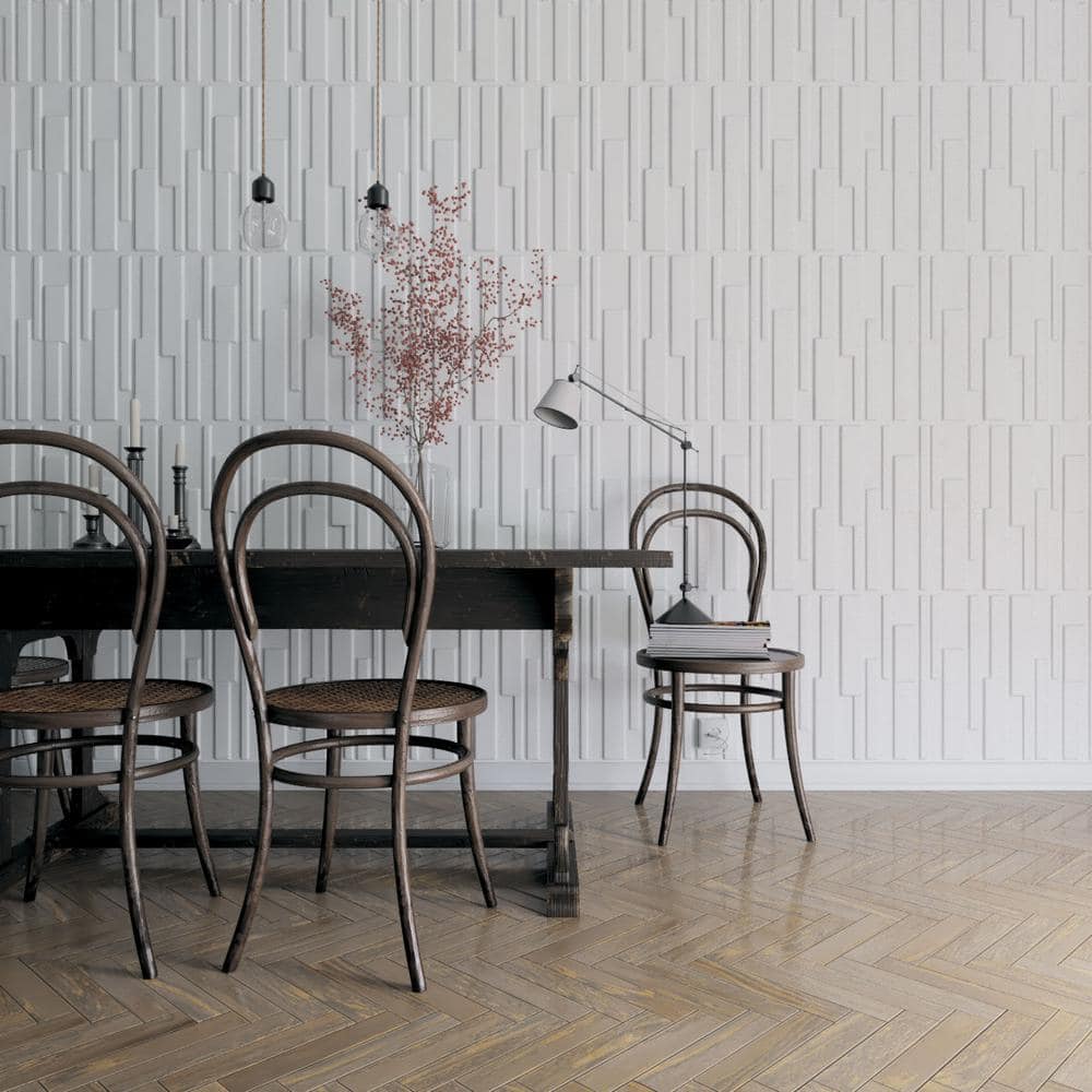 White Textured PVC 3D Decorative Wall Panels, 19.63" x 19.63" (Set of 50)