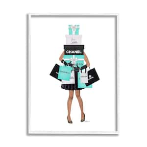 "Fashionista Woman Shopping Chic Glam Bags" by Amanda Greenwood Framed Print Abstract Texturized Art 11 in. x 14 in.