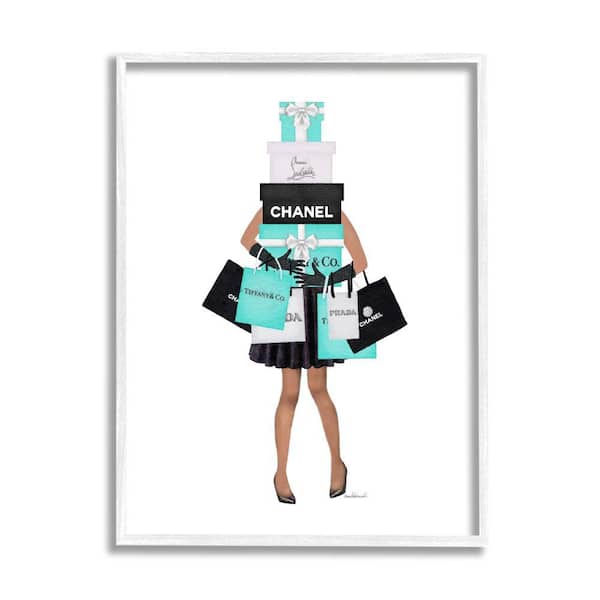 Stupell Industries "Fashionista Woman Shopping Chic Glam Bags" by Amanda Greenwood Framed Print Abstract Texturized Art 16 in. x 20 in.
