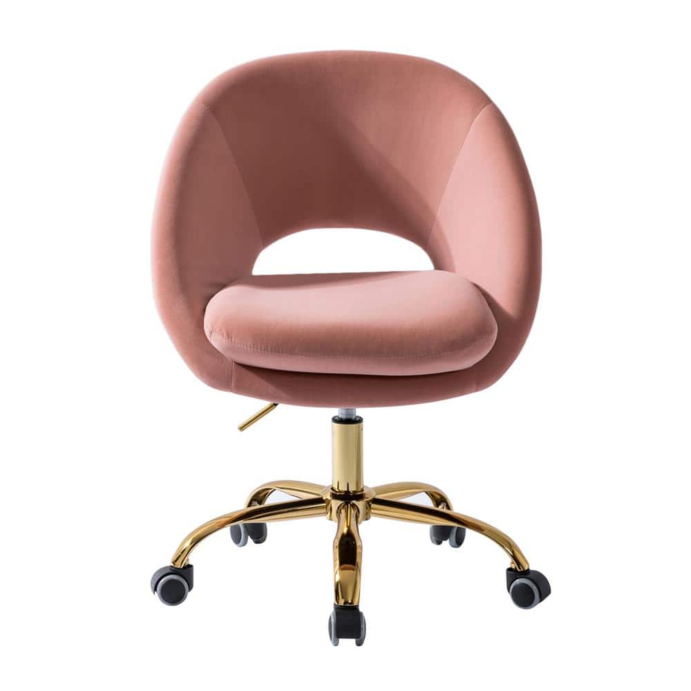 Boyel Living Pink Cute Desk Chair Adjustable Swivel Office Chair Velvet