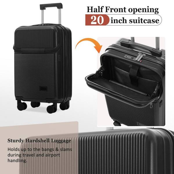 LIVACA 5-Piece Black ABS Plastic Hardside Lightweight Luggage Set