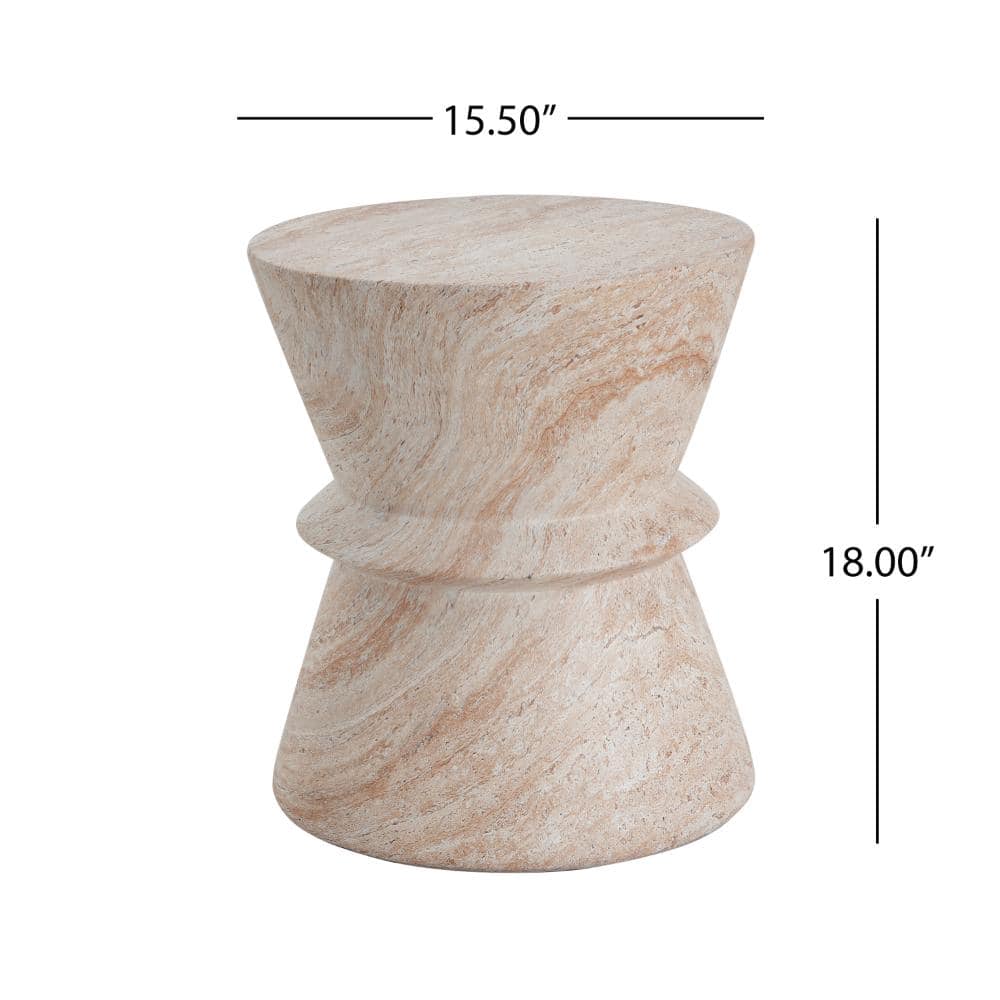 Measurement diagram of the travertine finish concrete side table.