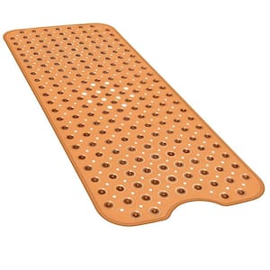 16 in. x 40 in. Non-Slip Bathtub Mat with Suction Cups and Drain Holes in Brown
