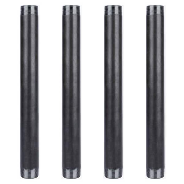 PIPE DECOR 1 1/2 in. x 1.5 ft. L Black Industrial Steel Grey Plumbing Pipe (4-Pack)