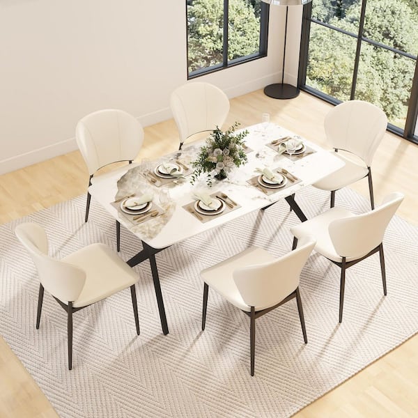 63 in. Pandora Round Edge Sintered Stone Tabletop with Metal Cross Legs Dining Table, Seats 6-8