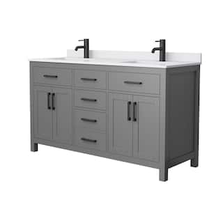 Beckett 60 in. W x 22 in. D x 35 in. H Double Sink Bathroom Vanity in Dark Gray with White Cultured Marble Top