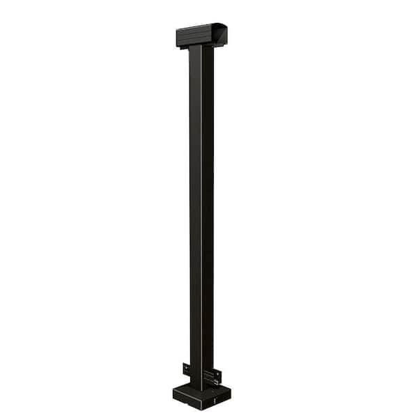 24 in. x 24 in. Black Mid Post Aluminum Deck Railing for 42 in High System