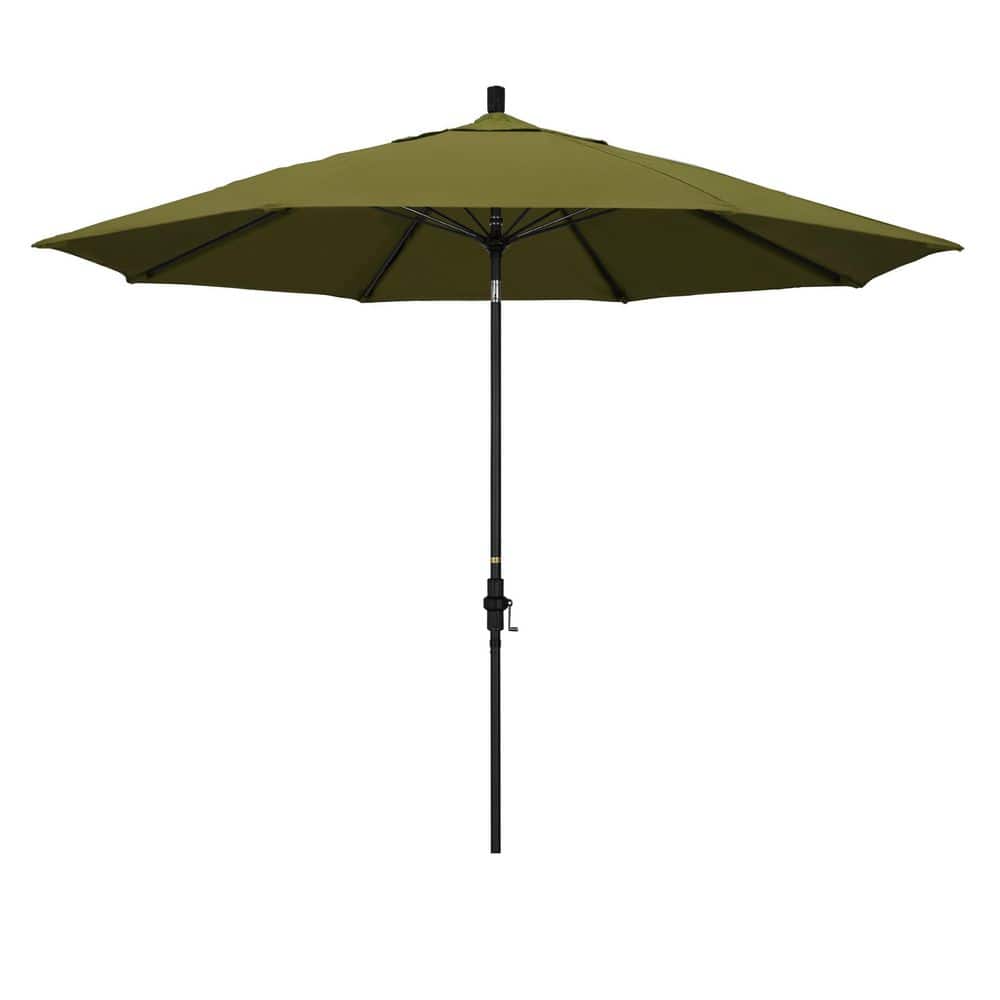 11 ft. Matted Black Aluminum Market Patio Umbrella Fiberglass Ribs Collar Tilt Crank Lift in Palm Pacifica price history on PriceWatchPro