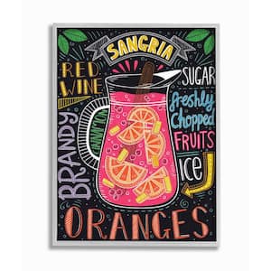 "Summer Sangria Pitcher Chalk Style Ingredient List" by Lisa Barlow Framed Drink Wall Art Print 16 in. x 20 in.