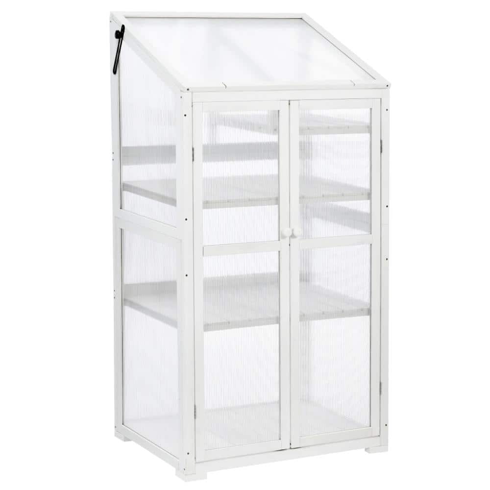 62 in. H x 31.5 in. L x 22.4 in. W White Wood Greenhouse Portable Cold Frame with Wheels price history on PriceWatchPro