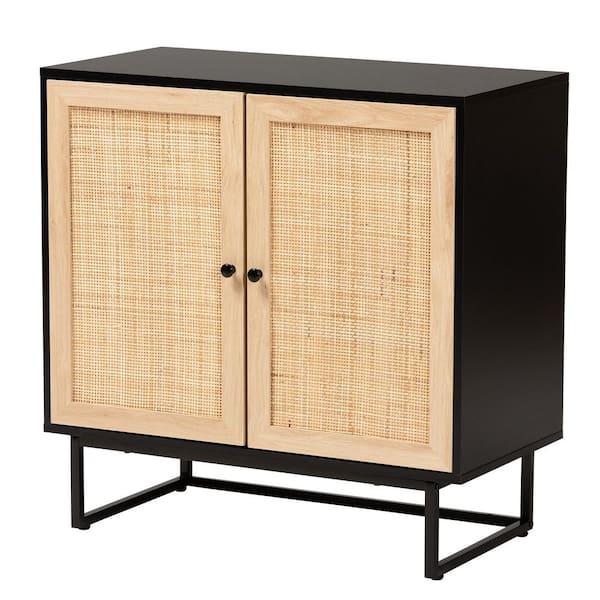 Baxton Studio Declan Espresso Brown and Black Storage Cabinet 221