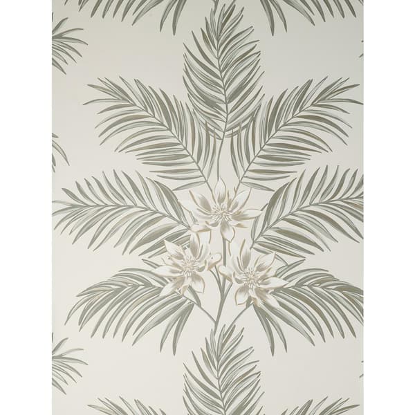 Fine Decor Bali Light Grey Palm Wallpaper Sample