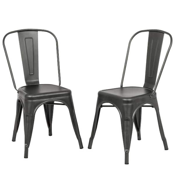 pewter metal dining chairs