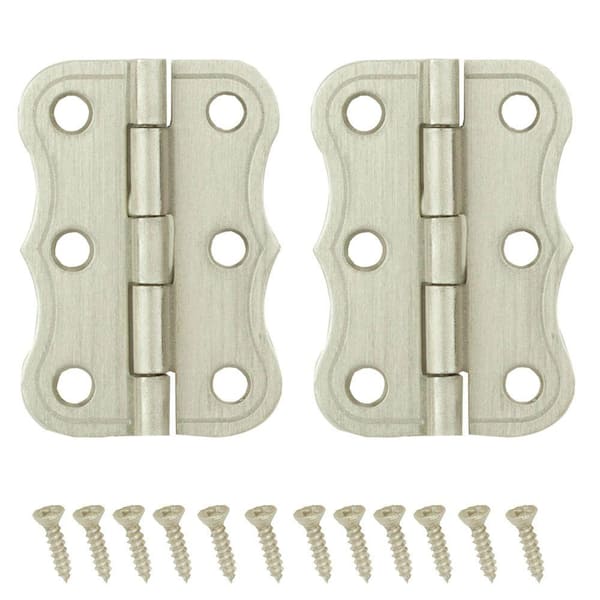 Everbilt 2 in. x 1-3/8 in. Satin Nickel Decorative Broad Hinge (2-Pack)  29147 - The Home Depot