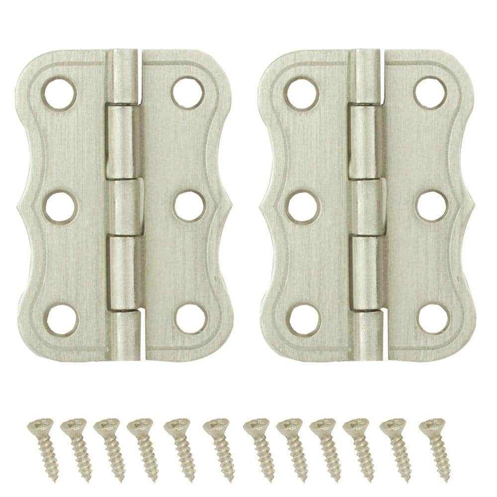 2 in. x 1-3/8 in. Satin Nickel Decorative Broad Full overlay Square Cabinet Hinge (2-Pack) price history on PriceWatchPro