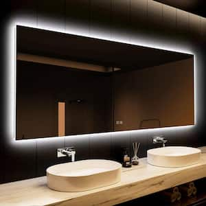 60 in. W x 28 in. H Rectangular Frameless LED Light with 3-Color and Anti-Fog Wall Mounted Bathroom Vanity Mirror