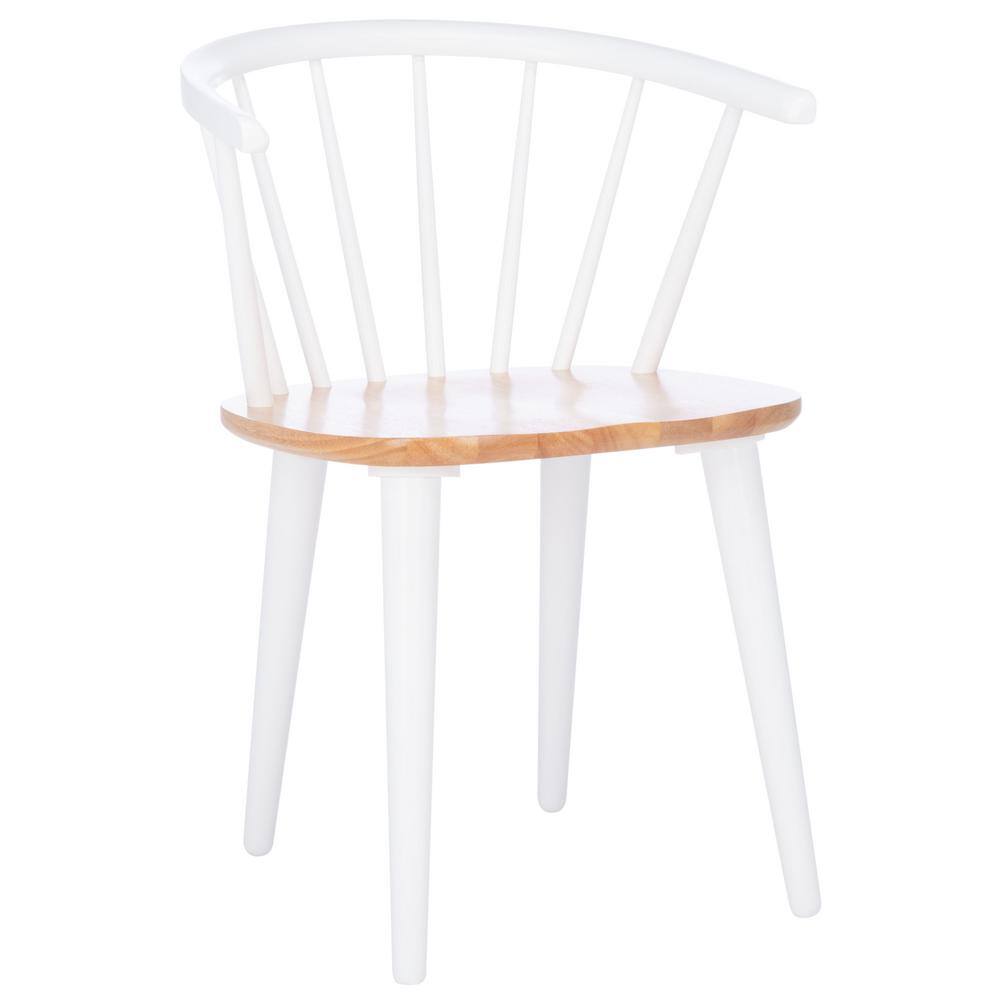 Natural and White Wood Spindle Dining Chair Set