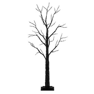 4 ft. Pre-Lit Black Twig Artificial Tree with 240 Orange and Purple LED Lights