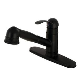 Traditional Single-Handle Pull-Out Sprayer Kitchen Faucet in Matte Black