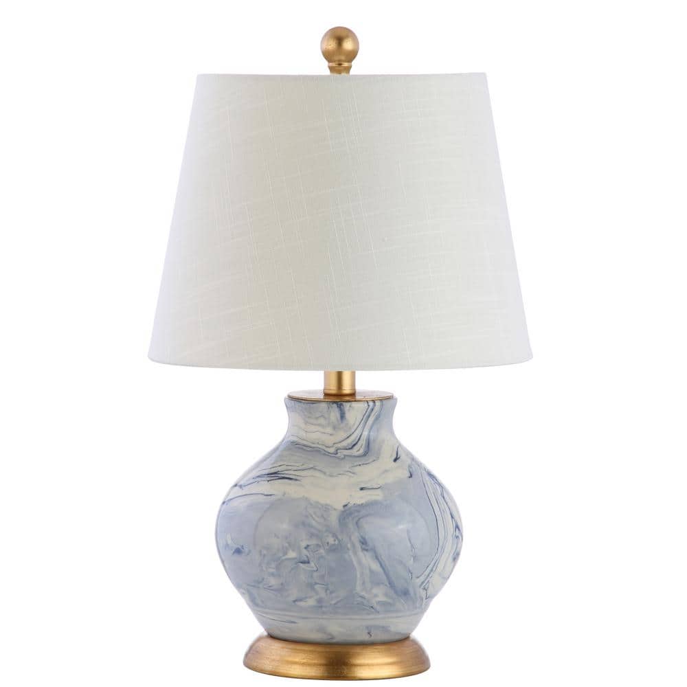 Classic 20.5" Blue and White Marbleized Ceramic Table Lamp