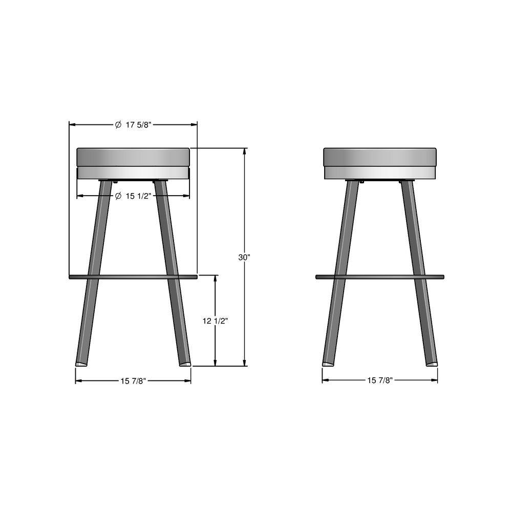 Light Grey Polyester and Golden Metal Swivel Bar Stool, 30" Height