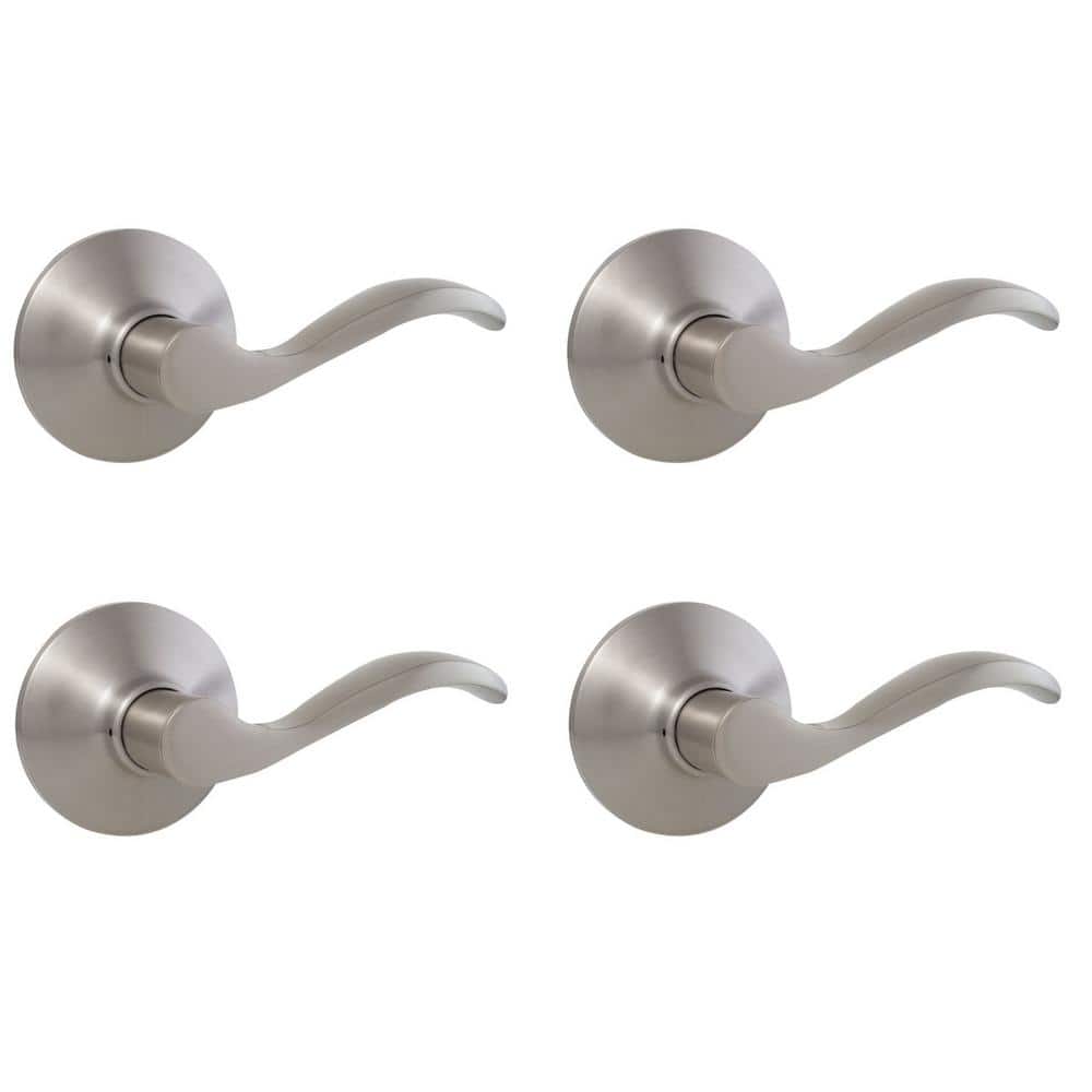 Naples Satin Nickel Hall/Closet Door Lever (4-Pack)