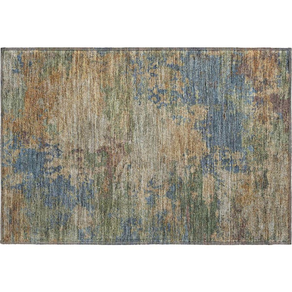 Mayfield Premium Machine Washable Abstract AMF2067 Denim 2 ft. x 3 ft. Accent Rug