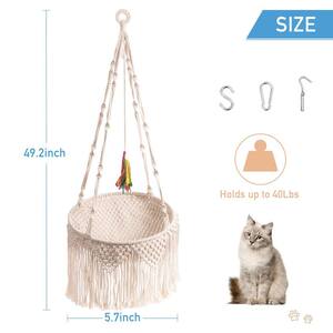 Foobrues 5.70 in. Cotton Rope Braided Cat Bed Hammock with 3