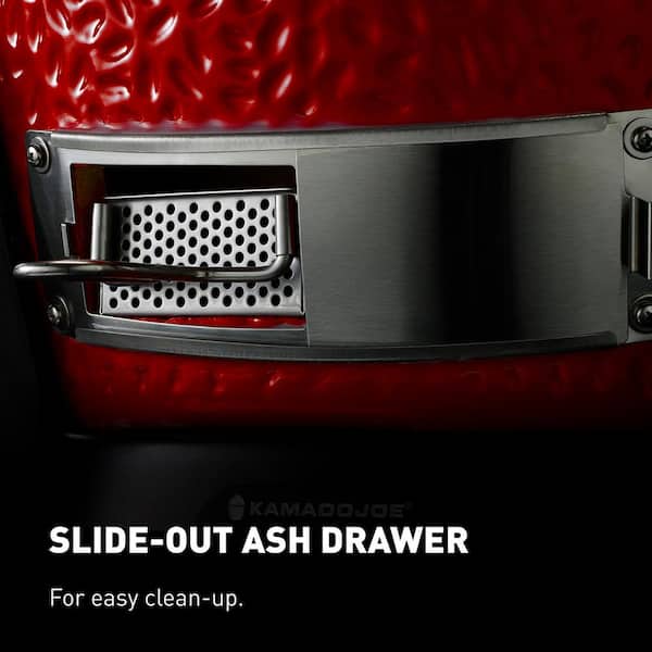 Kamado Joe - Classic Joe III 18 in. Charcoal Grill in Blaze Red Plus Cover Bundle