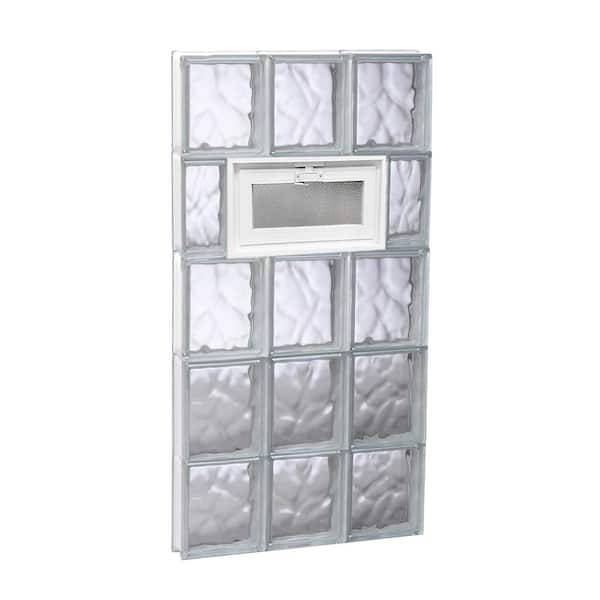 Clearly Secure 17.25 in. x 38.75 in. x 3.125 in. Frameless Wave Pattern Vented Glass Block Window