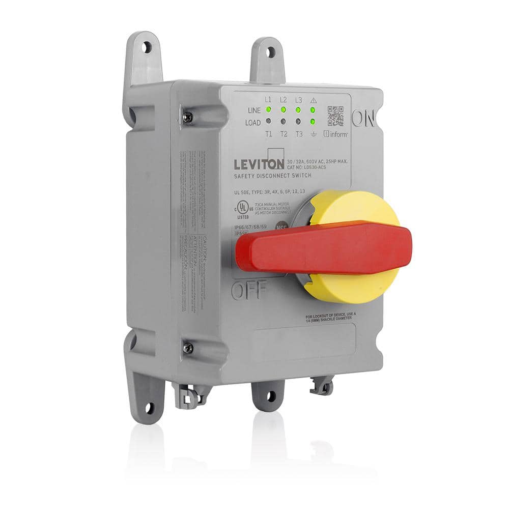Leviton 30 Amp/32 AmpNonFused Disconnect Switch with Inform Technology, Local Monitoring with
