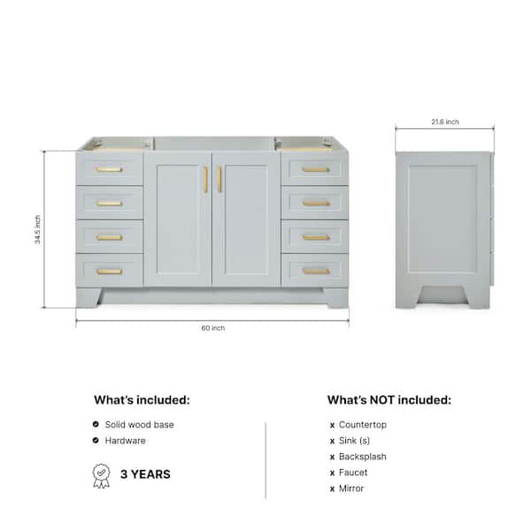 Taylor 60 in. W x 21.5 in. D x 34.5 in. H Freestanding Bath Vanity Cabinet Only in Gray