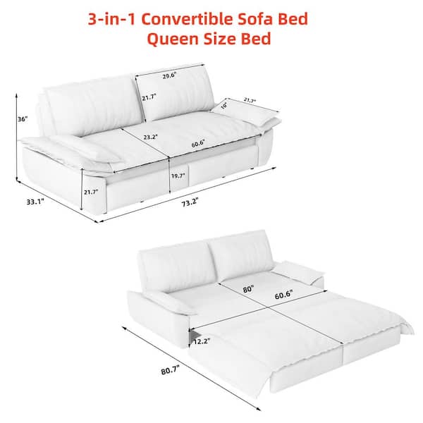 Homy Casa CHAN 73.2 in. Terracotta Orange Corduroy Queen Size Sofa