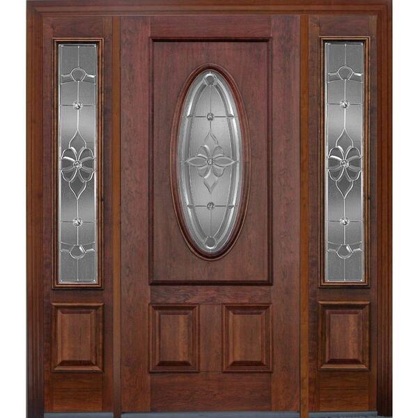 Koch Elite Dual Clad Entry 36 in x 80 in w/2-KULS 14 in x 80 in SL Mahogany Prehung Front Door Wesbrook Zinc 4-9/16 in Primed Frame-DISCONTINUED