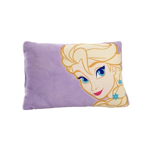 Frozen Elsa Lavender Appliqued Super Soft Plush Decorative Toddler 16 in. x 12 in. Throw Pillow