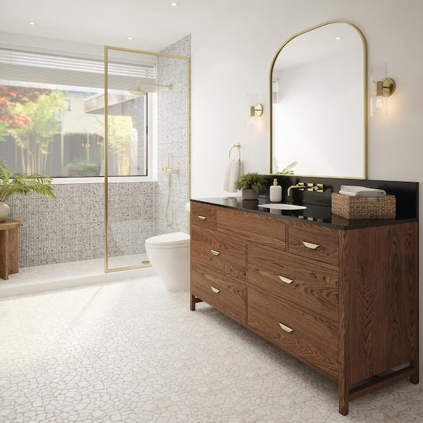 Elysian Shore White 12 in. x 12 in. Pebble Honed Marble Wall and Floor Mosaic Tile (10 sq. ft. /Case)
